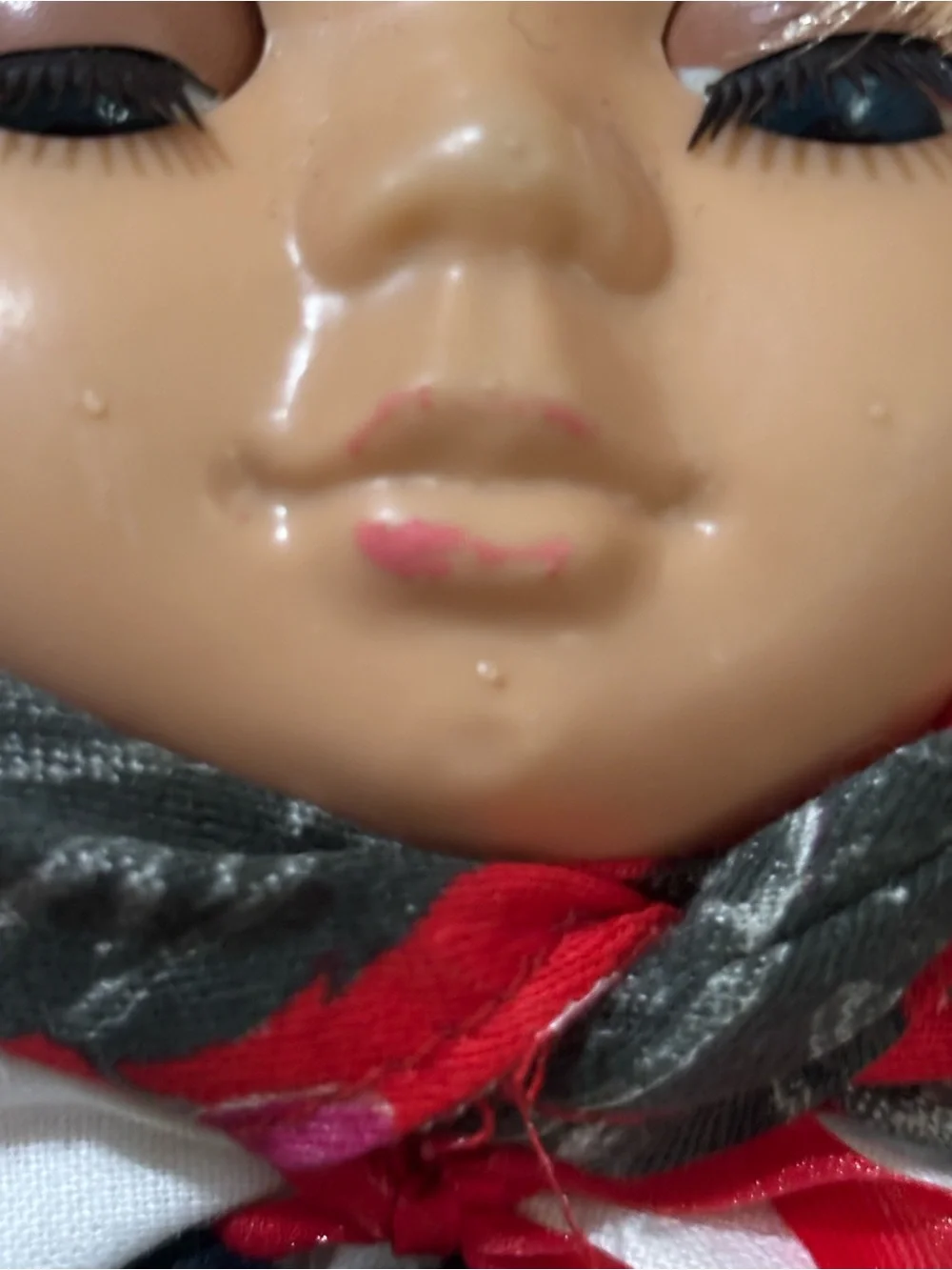 Vintage Polish Doll in Red Floral Headscarf and Colorful Folk Dress